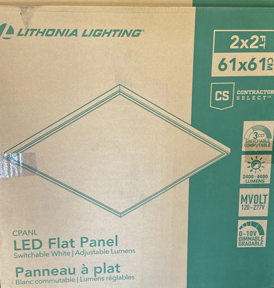 Lithonia Lighting 2ft x 2ft Adjustable Lumens Switchable White LED Panel Light