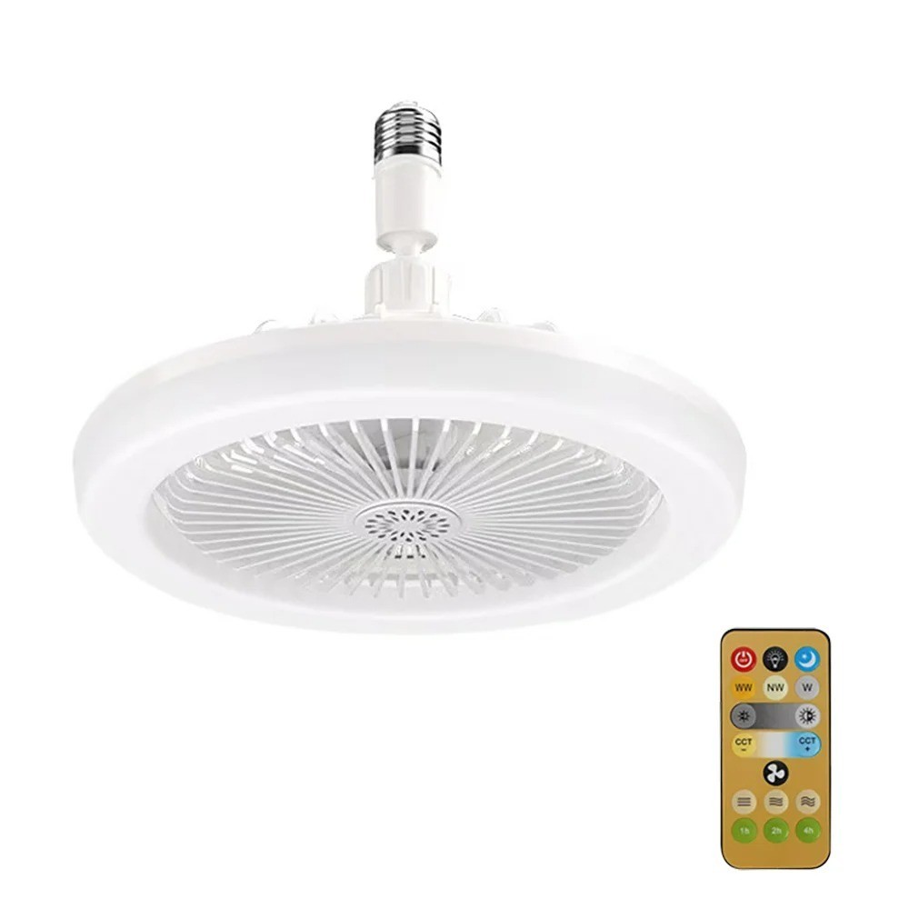Fan For E27 Socket Light With Remote Ceiling Fan Adjustable Smart LED 3Speed AC