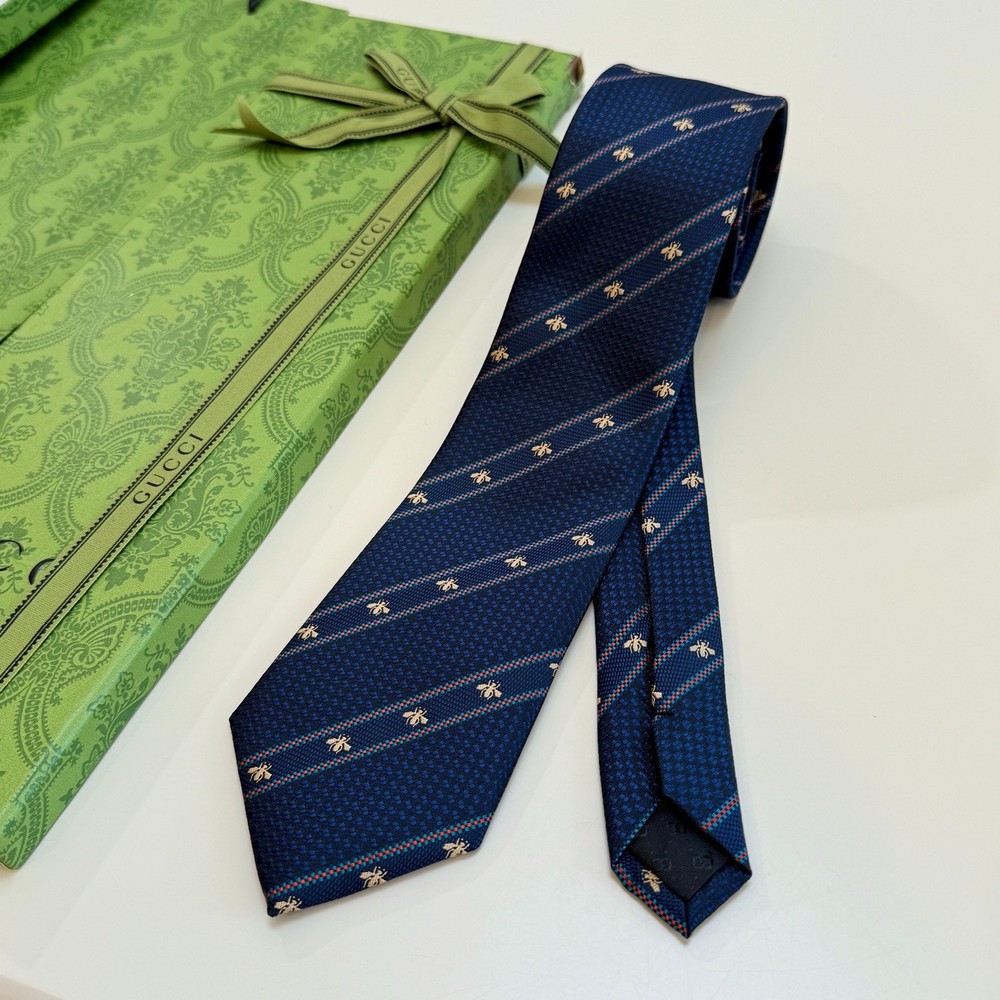 GUCCI Tie Blue silk Width_8CM