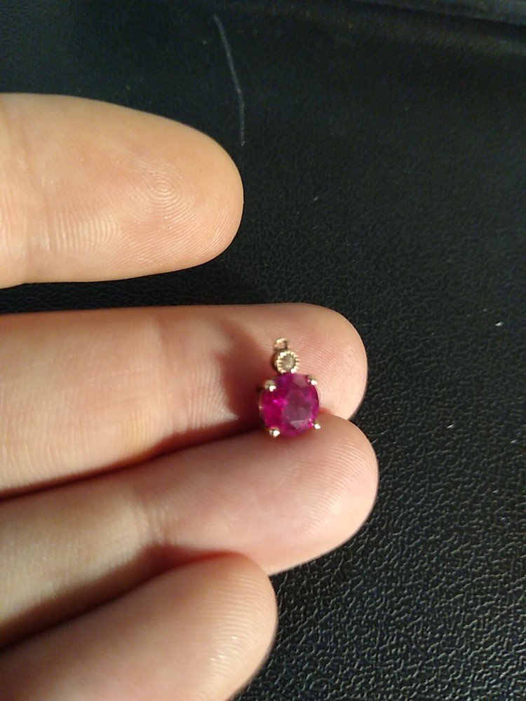 0.8 Grams Ruby Sterling Silver 925 Charm Pendant
