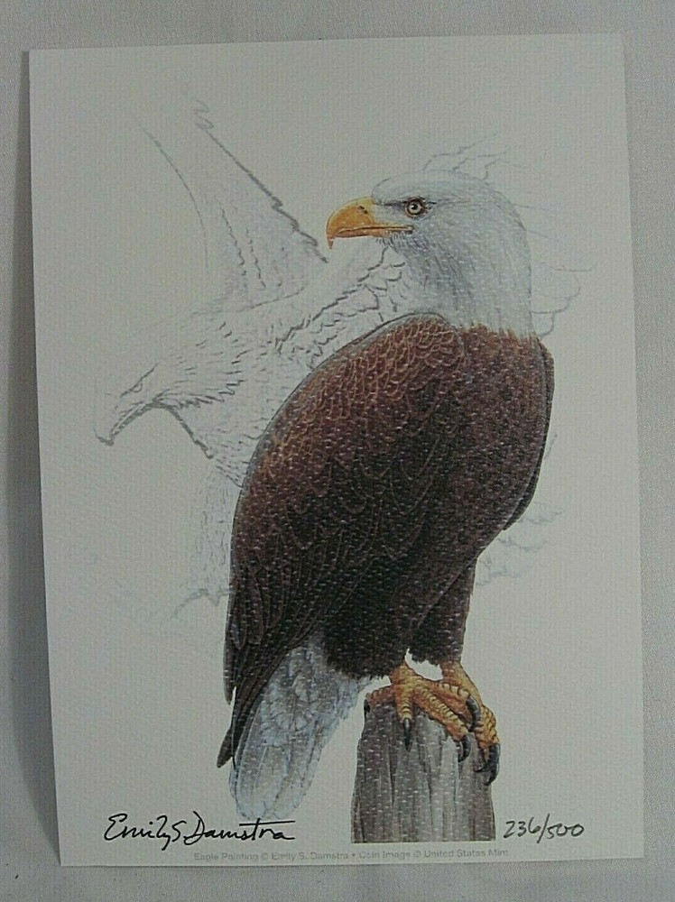 Emily Damstra SIGNED 2021 Lithography PROOF SILVER EAGLE TYPE 2 T-2. #236/500.