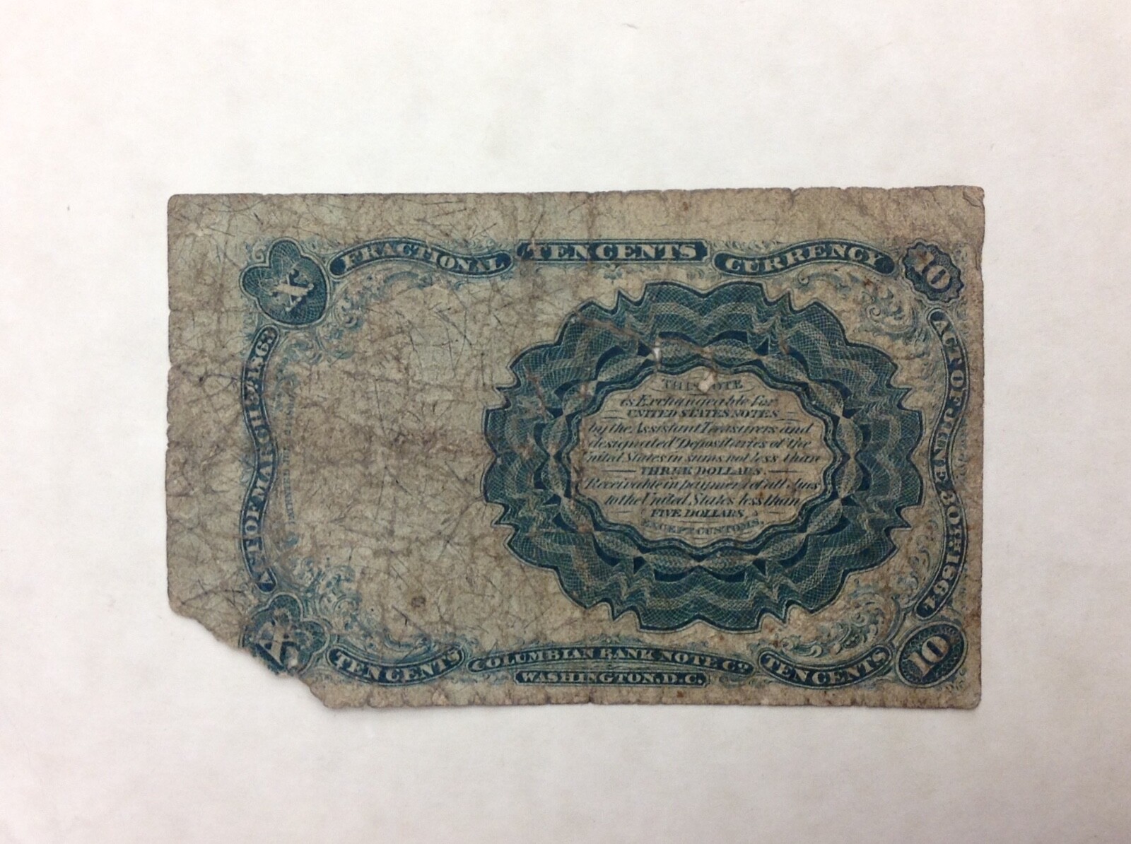 ~ TEN 10 CENTS FIFTH / 5TH ISSUE FRACTIONAL CURRENCY MEREDITH - FREE SHIPPING