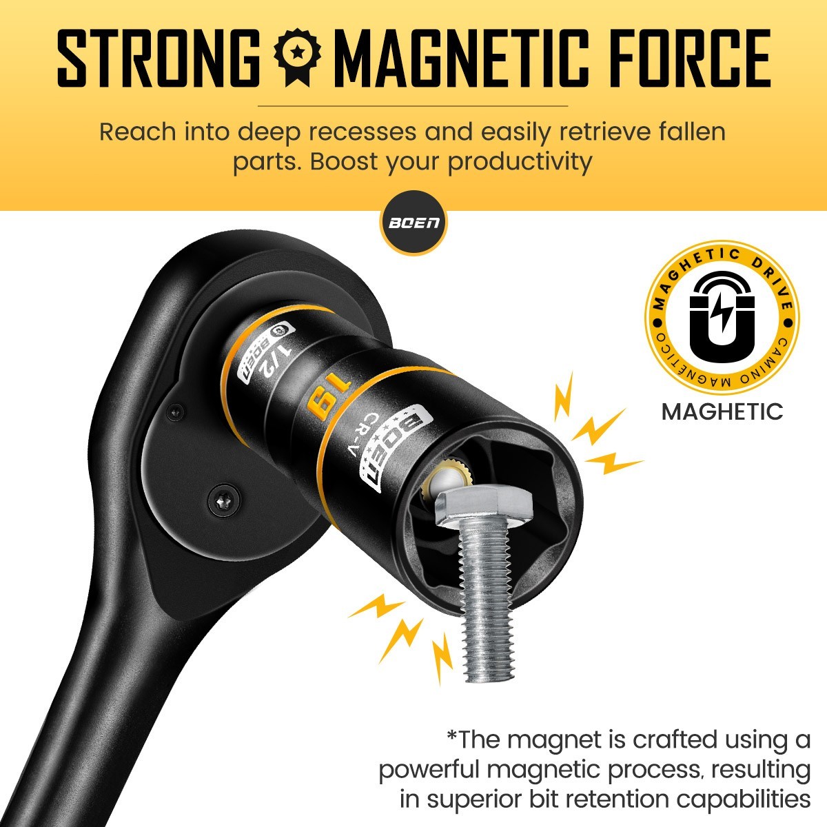 3-Piece Magnetic Socket Extension Adapter Set, 1/4", 3/8", 1/2" Drive