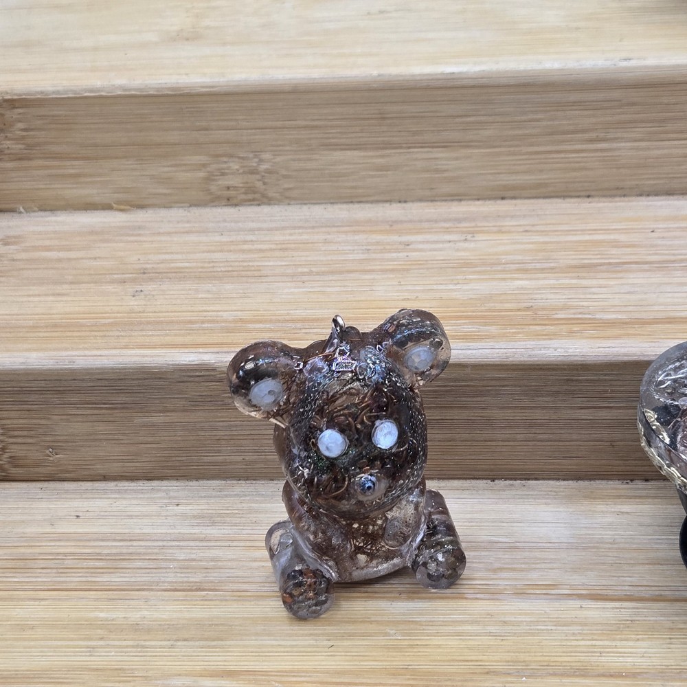 Orgonite Bear Bag Charm Copper Quartz EMF Protection