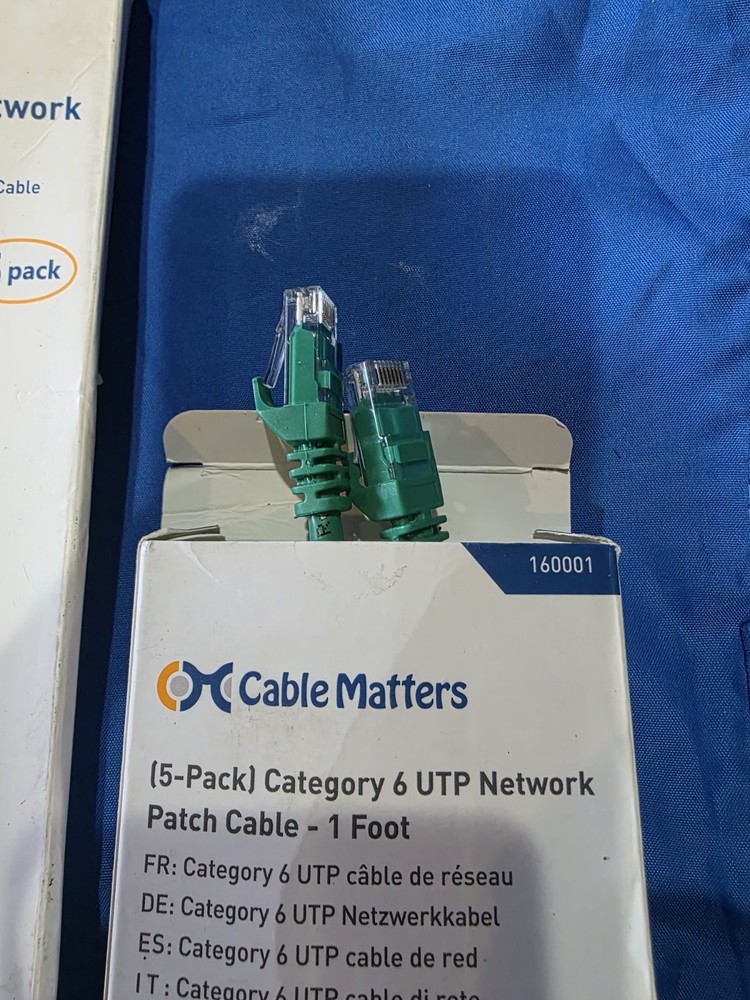 Cable Matters Category 6 UTP Network Patch Cable 5 Pack 160001 5 Box 1 Bag New