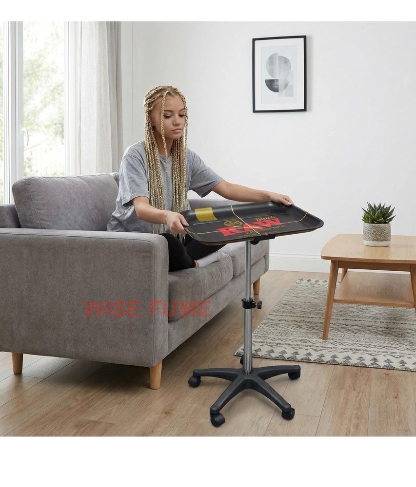 Raw Black XXL rolling Table Tray Adjustable Height + Raw Phoenix Extendo Lighter