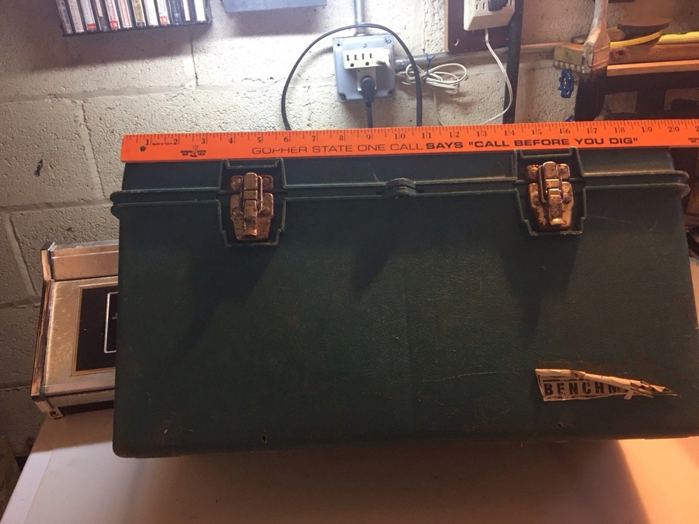 Vintage Benchtop Green Plastic Toolbox