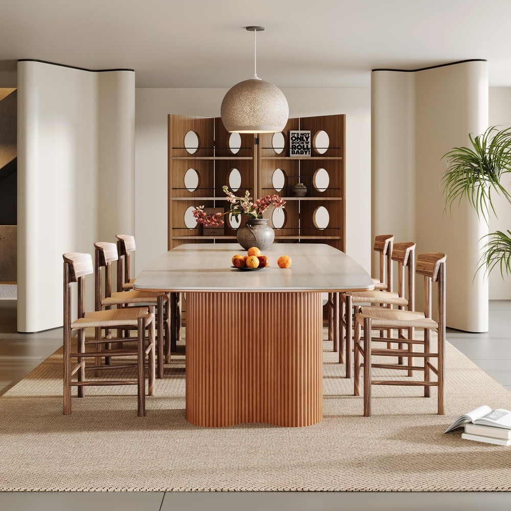 78.7" Sintered Stone Dining Table for 8-10，Luxury Rectangular Kitchen Table w...