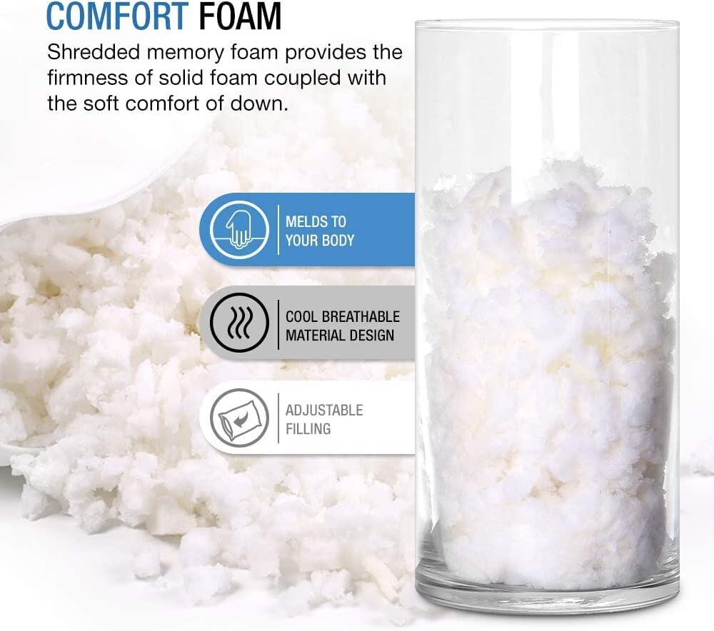 WonderSleep Dream Rite Shredded Memory Foam Pillow - Queen Size, 1 Pack