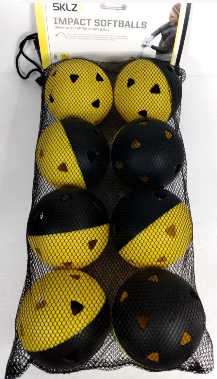 NEW SKLZ Impact Practice Softballs 8-Pack Black/Yellow Heavy Duty Limited Flight
