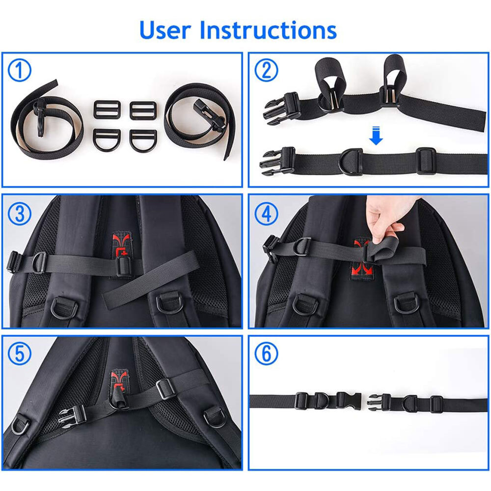 2PC Backpack Chest Strap Heavy Duty Adjustable Backpack Sternum Strap Chest belt