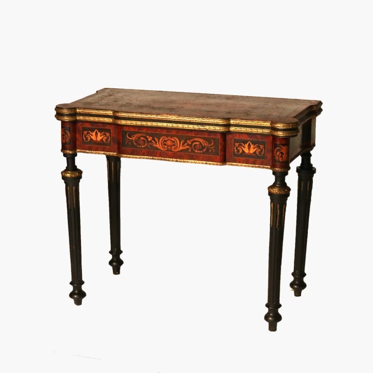 Antique Ebonized, Ormolu & Inlay Card Table C1880