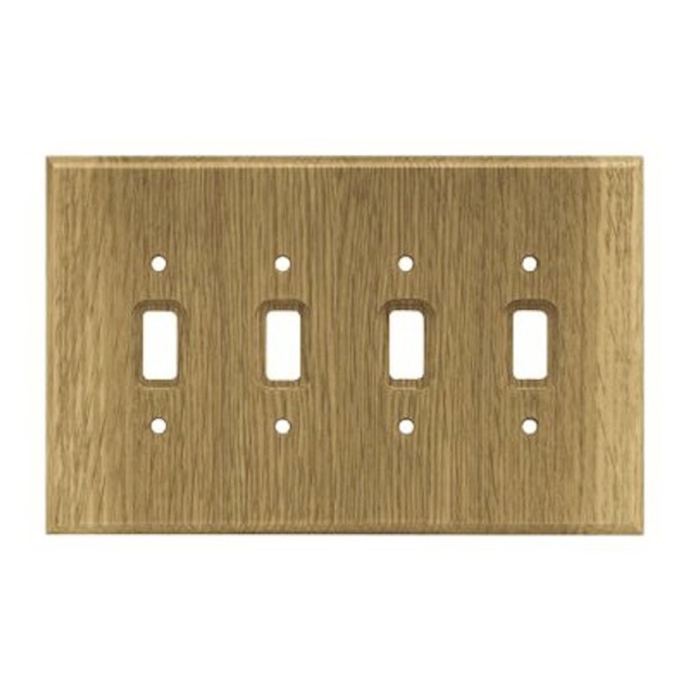 (5 Pack) Quad Switch Oak Wood Wall Plate
