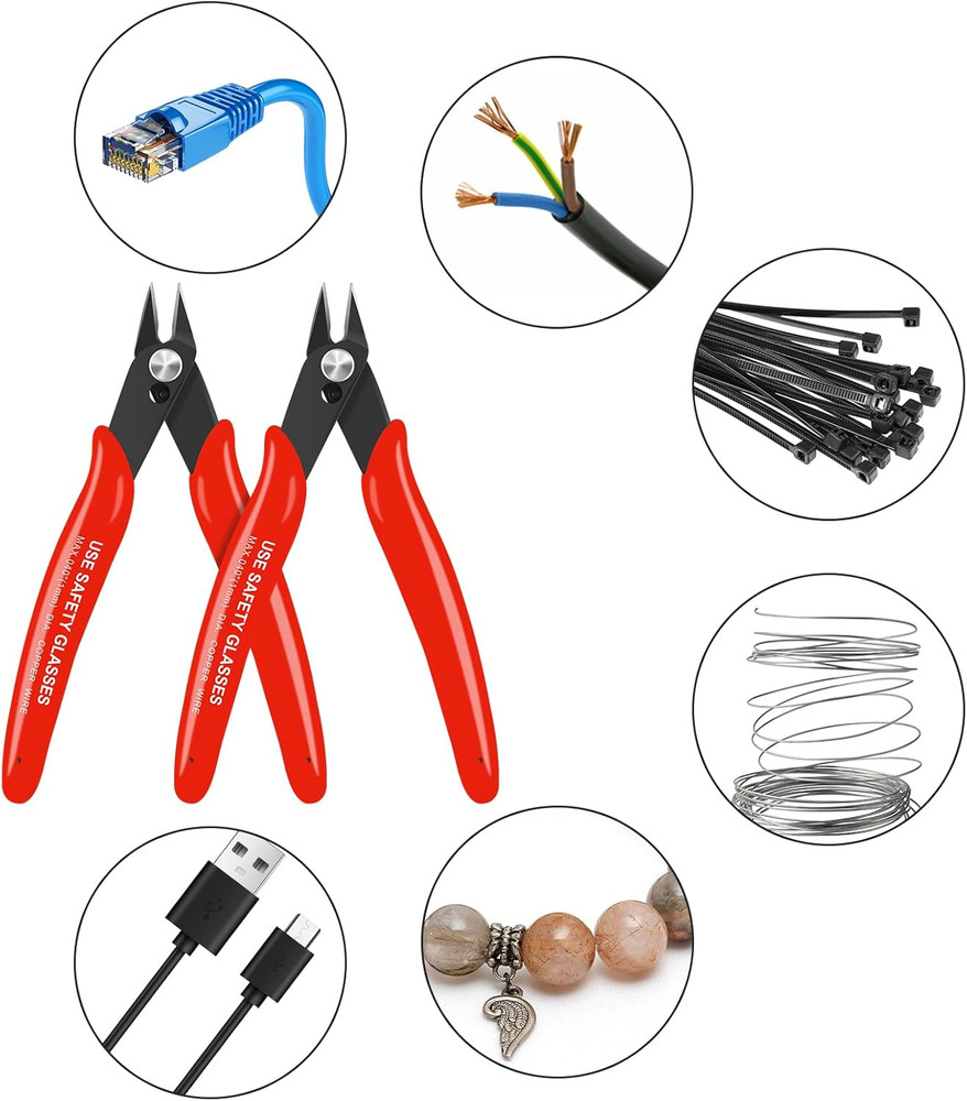5Pcs Wire Cutters, Micro Flush Cutters with Spring, Wire Cutting Pliers, Wire Sn