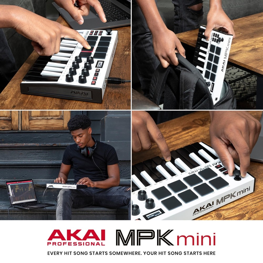 MPK Mini MK3 USB MIDI Keyboard: 25 Keys, 8 Pads, 8 Knobs, Software, NKS Integ...