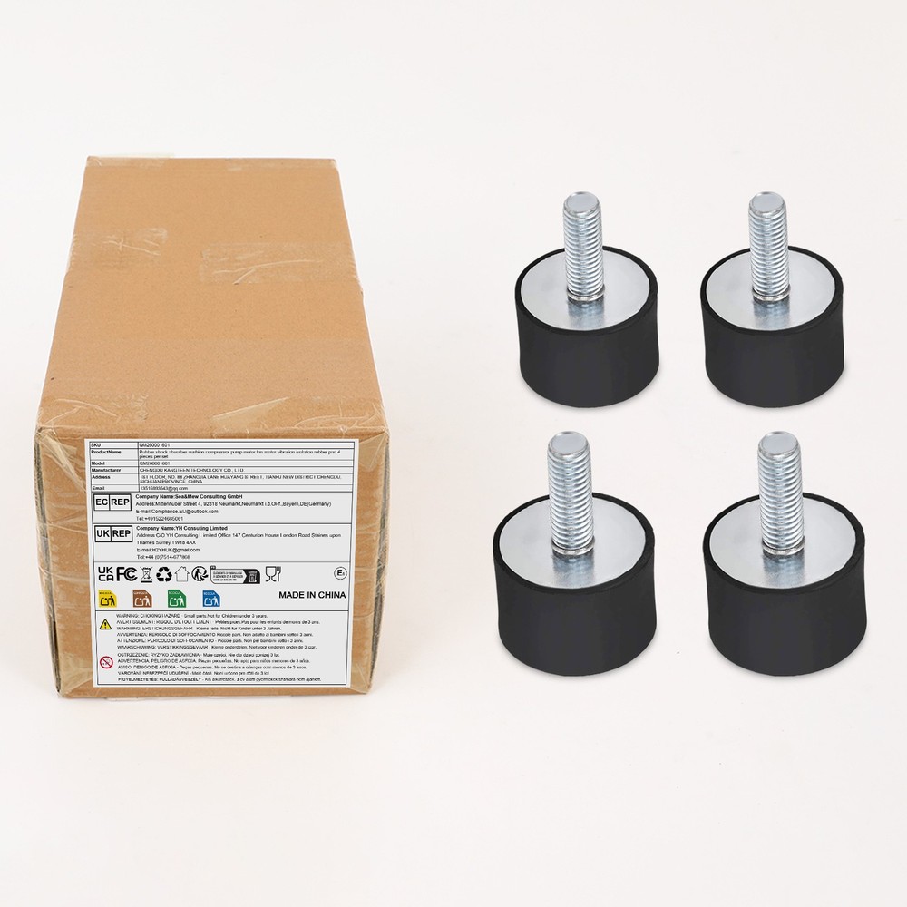 4* Rubber Shock Absorber Cushions M8 Thread Rubber Mounts Vibration Isolators