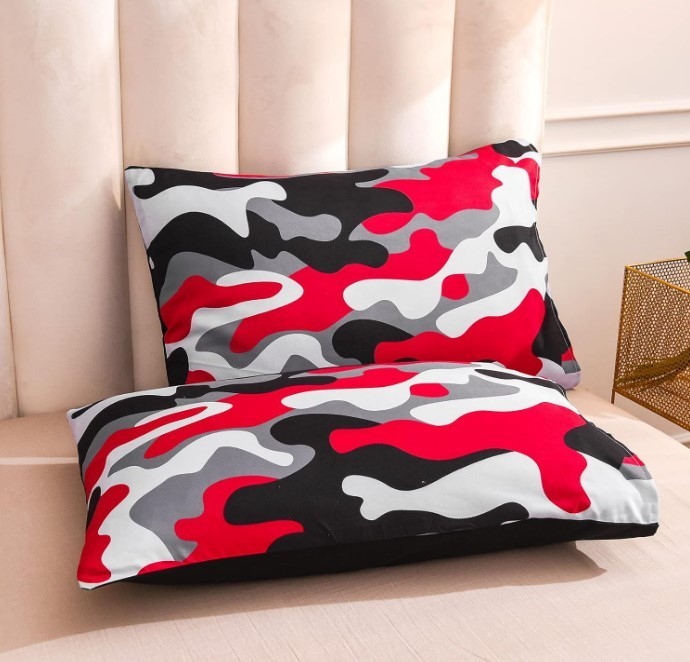 Camouflage Bedding Set, Colorful Pattern Style Comforter Set, 3 Queen Black