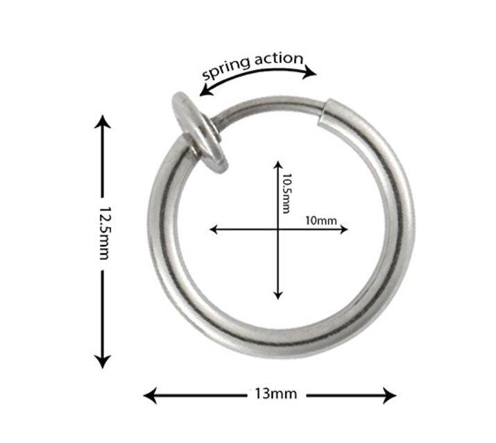 Clip-On Spring Action Non-Piercing Fake Septum Lip Cartilage Nose Tragus Ring