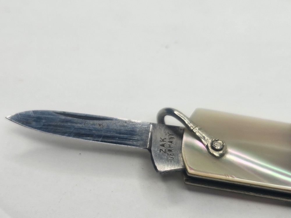 Antique ZAK GERMANY Rectangular Penknife Sectioned Pearl & Abalone Handles
