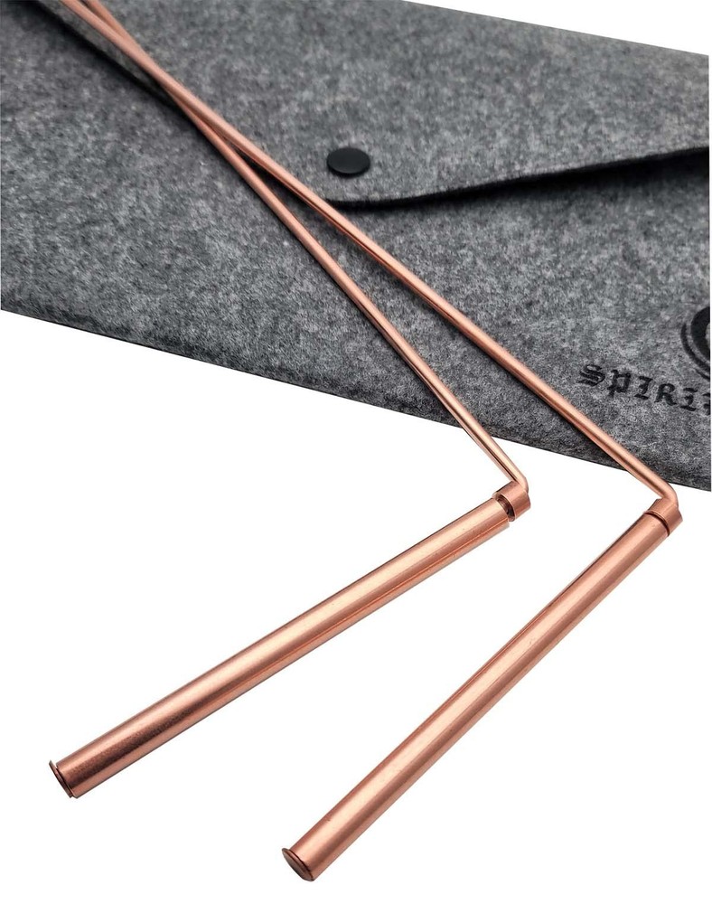 Dowsing Rods Kit - 2 Copper Witching Rods, Pendulum & Divination Mat for