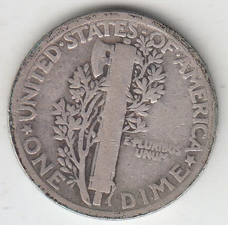 SEMI-KEY DATE 1921 MERCURY DIME VG