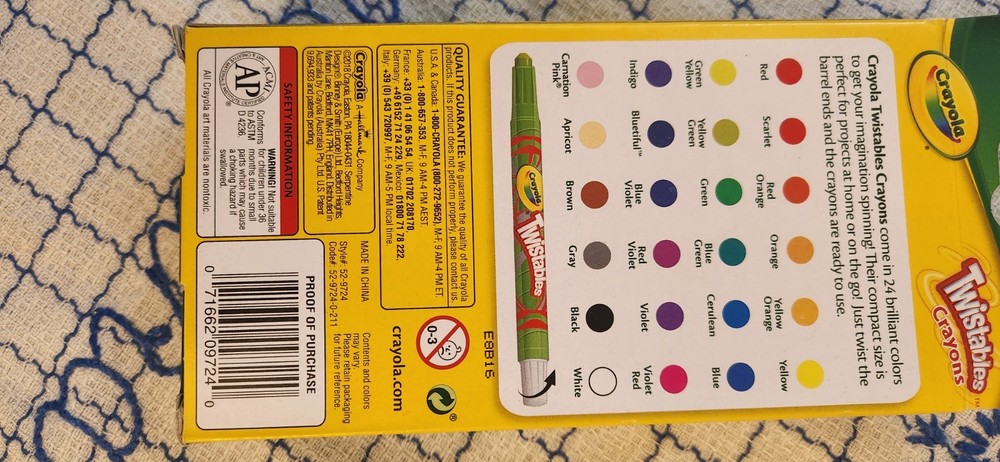 CRAYOLA TWISTABLE 24 ASSORTED COLORS NEW