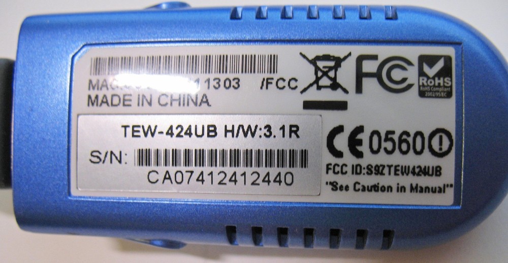 TRENDNET WIRELESS USB ADAPTER MODEL TEW-424UB