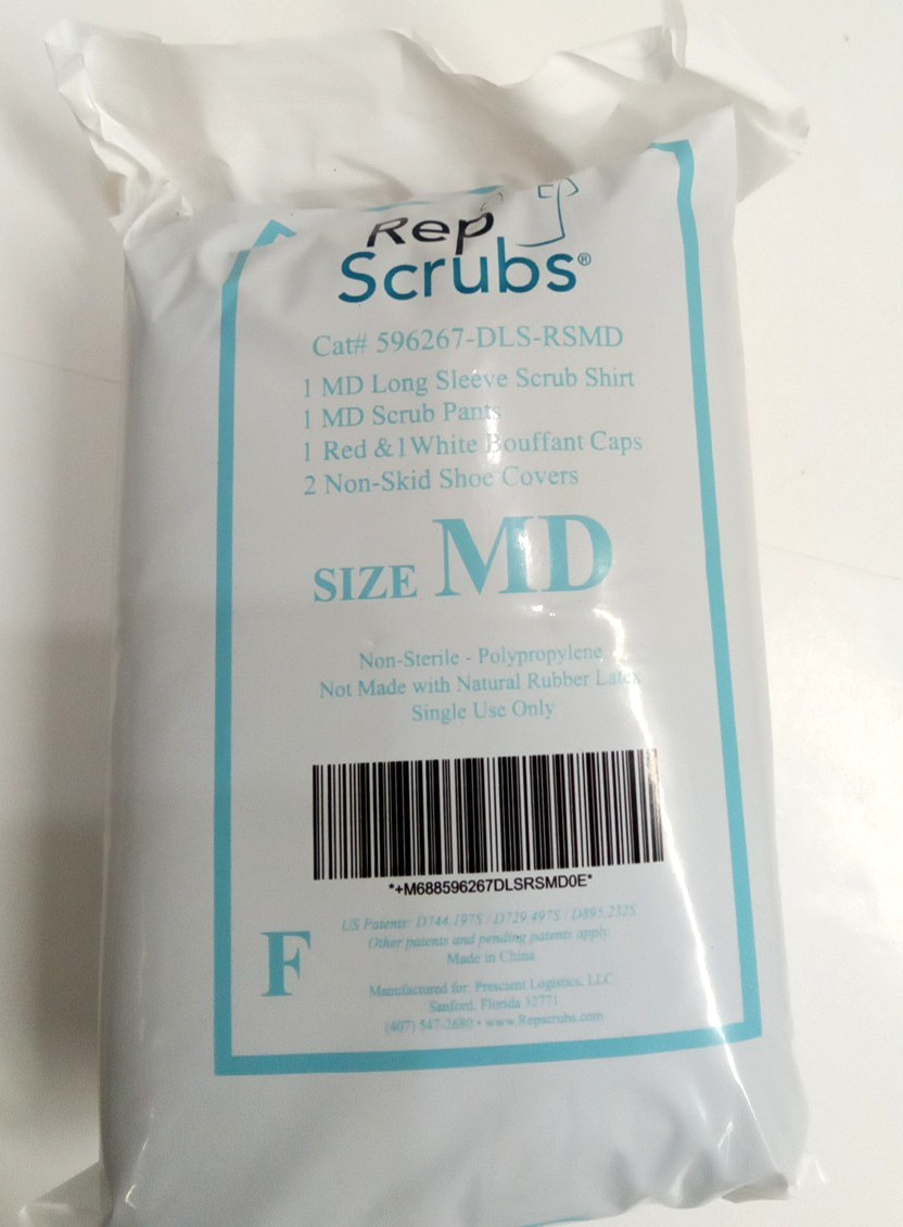 Rep Scrubs 596267-DLS-RSMD Size MD Non-Sterile Polypropylene Single Use Set 4pk