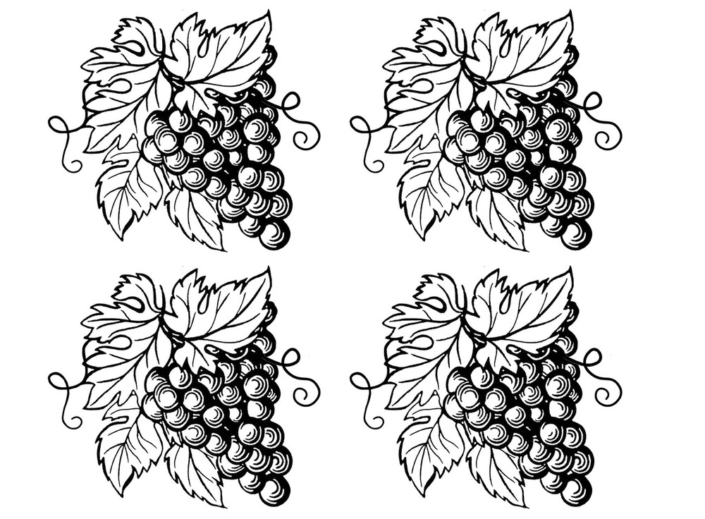 Grape Clusters 4 pcs 2-1/2" Black Fused Glass Decals