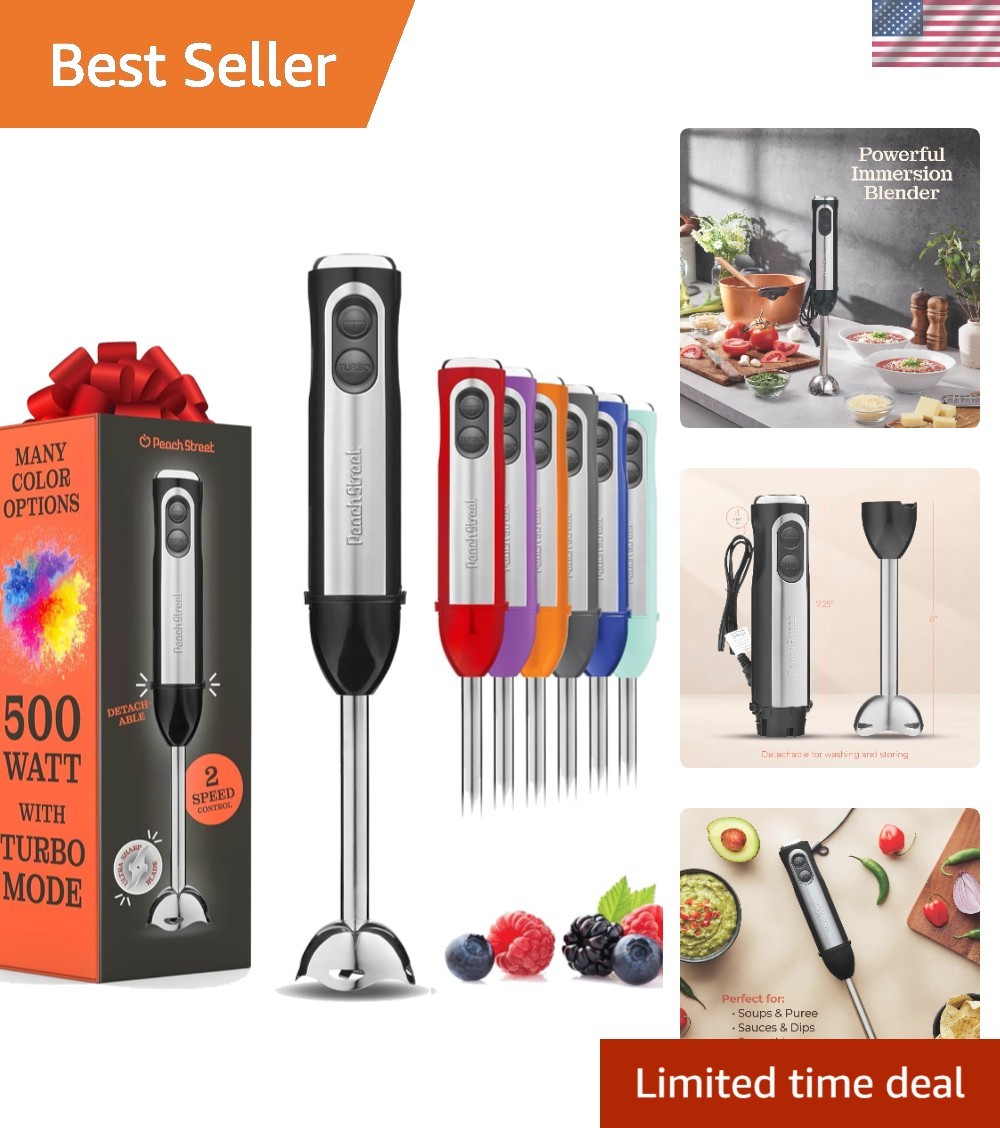 Versatile Handheld Blender Stick: 500 Watt, Detachable Base, Stainless Steel