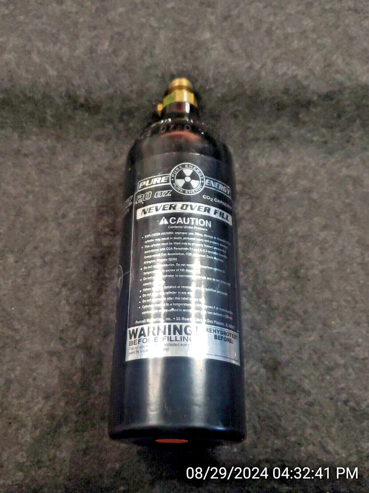 PAINTBALL Co2 CYLINDER: PURE ENERGY 20oz , UNTESTED (C2B4)