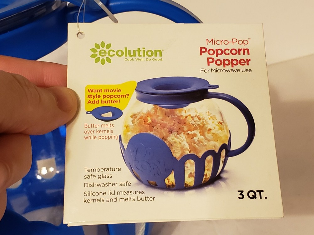 Ecolution Microwave Micro-Pop Popcorn Popper Glass 3 Qt (NEW NO BOX)
