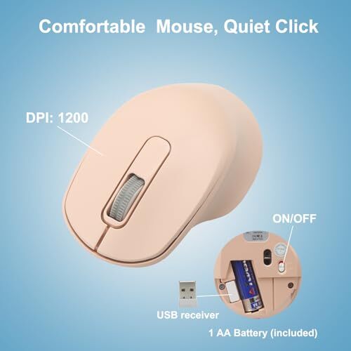 Wireless Keyboard and Mouse Combo Quiet and Soft 2.4G Full-Size Computer Keyb...