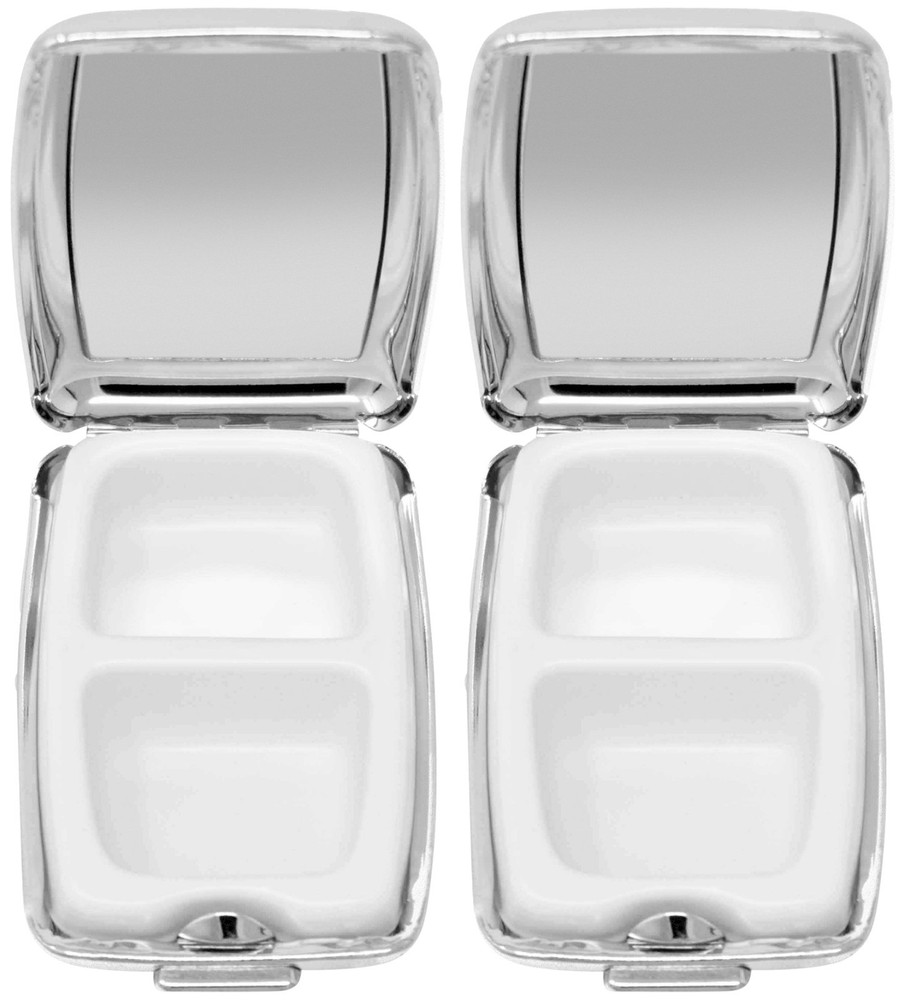 Set of 2 Rectangular Compact Pill Boxes With 2 Compartments