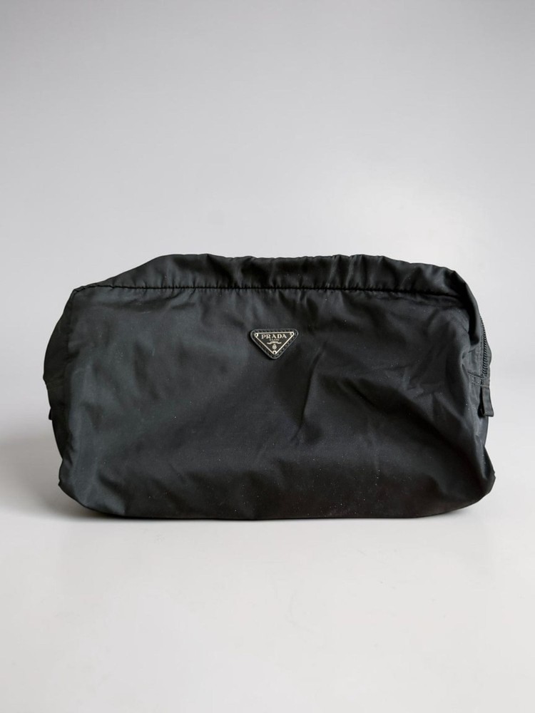 PRADA Black Tessuto Zip Cosmetic Makeup Bag