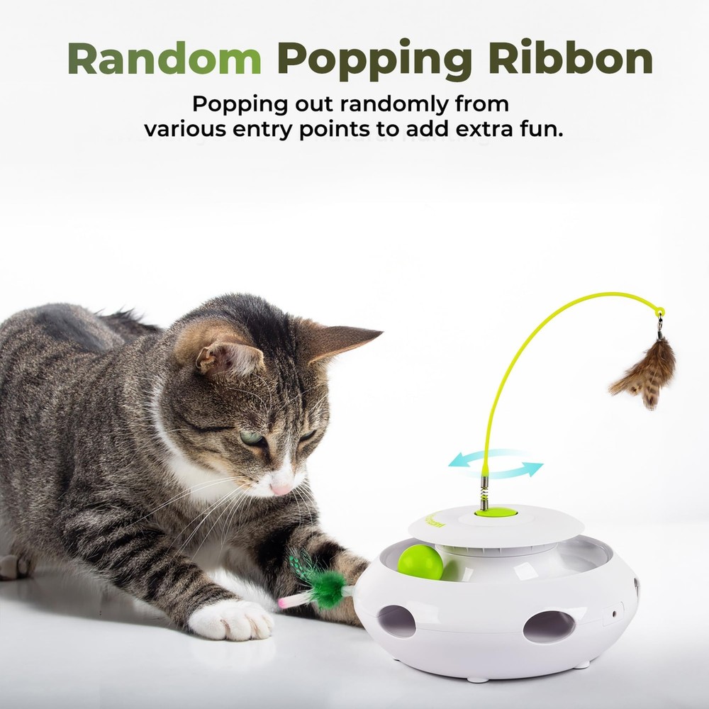 ALL FOR PAWS 3 in 1 Interactive Flutter Bug Cat Toy with Rolling Balls, Whack-a-
