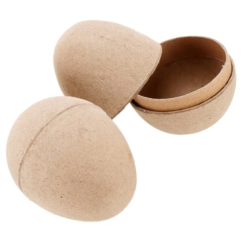 TAICHEUT 50 PCS Brown Paper Mache Easter Eggs, 3 Inch Paintable Easter Eggs,