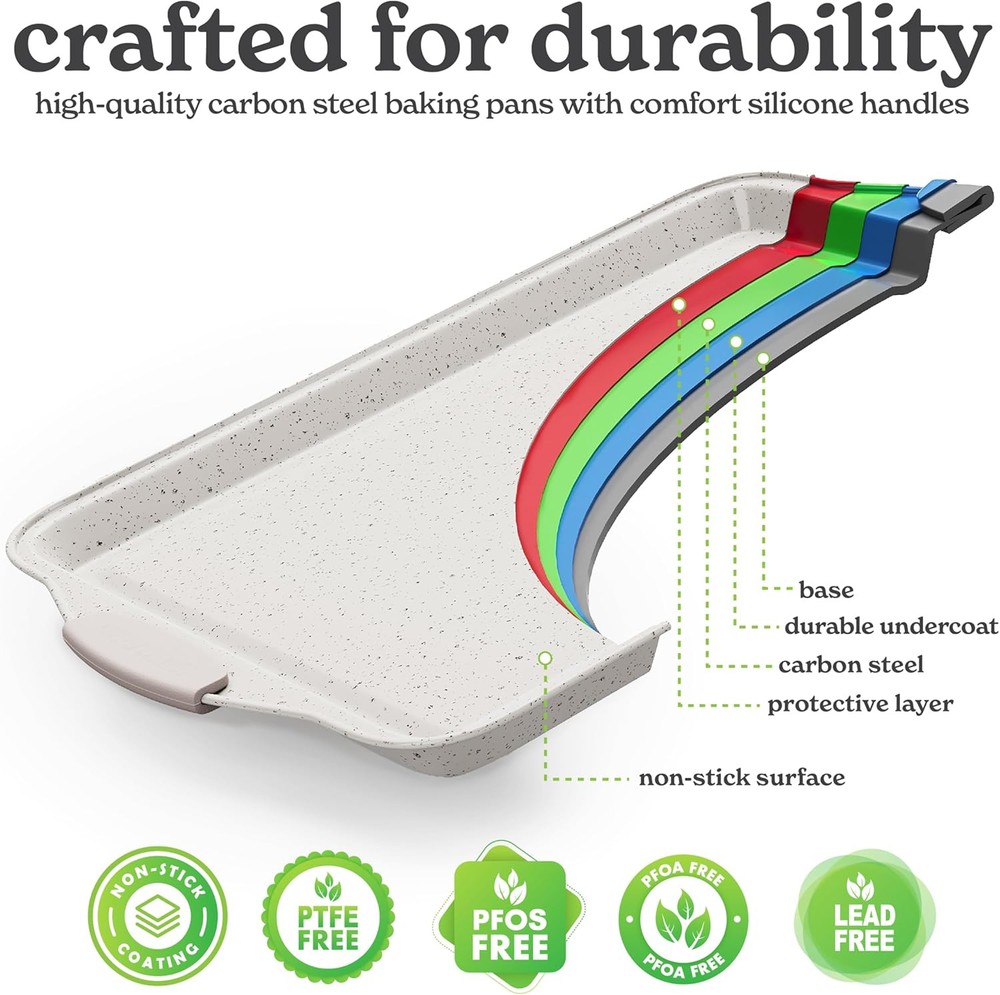 Country Kitchen Nonstick Stackable Bakeware Set - Durable, Easy 10 Pcs, Cream