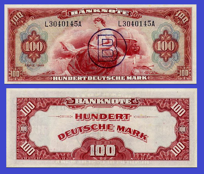 GERMANY Germany 100 mark 1948 wiht handstamp B  - Copy