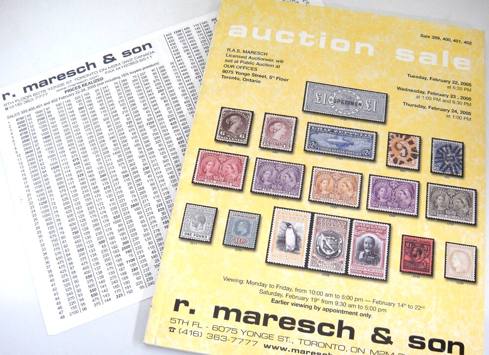 Maresch 2005 Stamp Auction Catalog w Prices Realized Canada Admirals Edwards