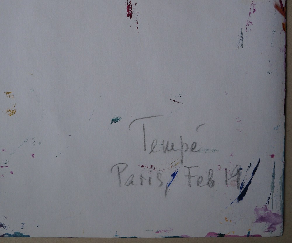 Acrylic on Paper Abstract Composition Signed TEMPE