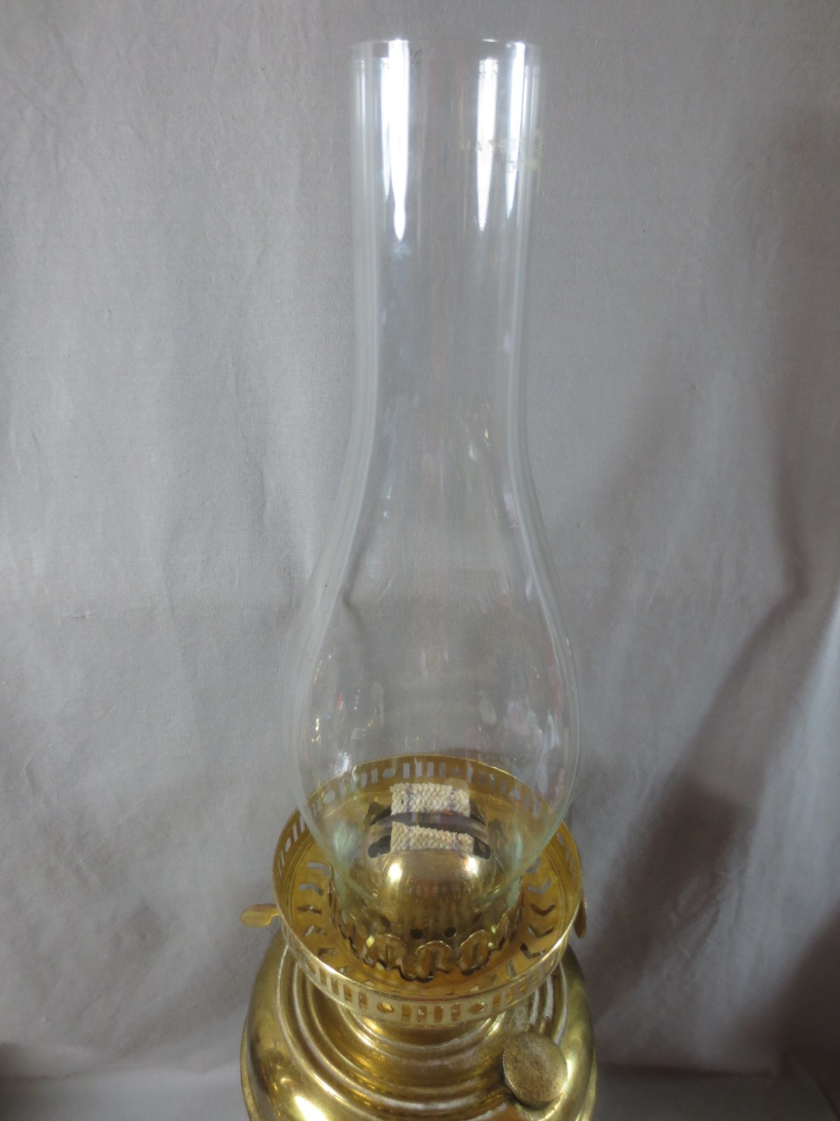 Vintage Made In England Brass Duplex Oil Lamp And Chimney Shepards Hut Lamp