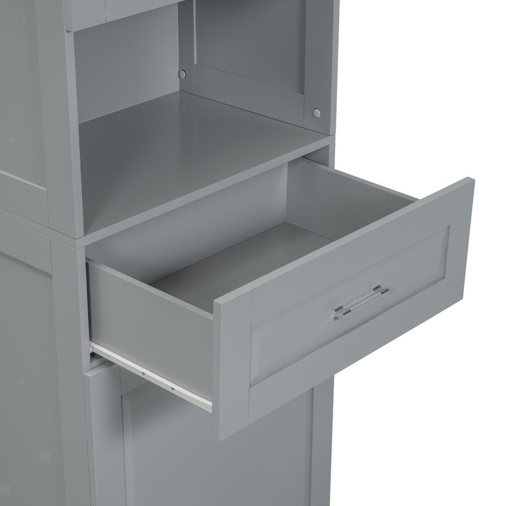 Multifunctional Bathroom Cabinet with Laundry Hamper, Smooth Waterproof Surface