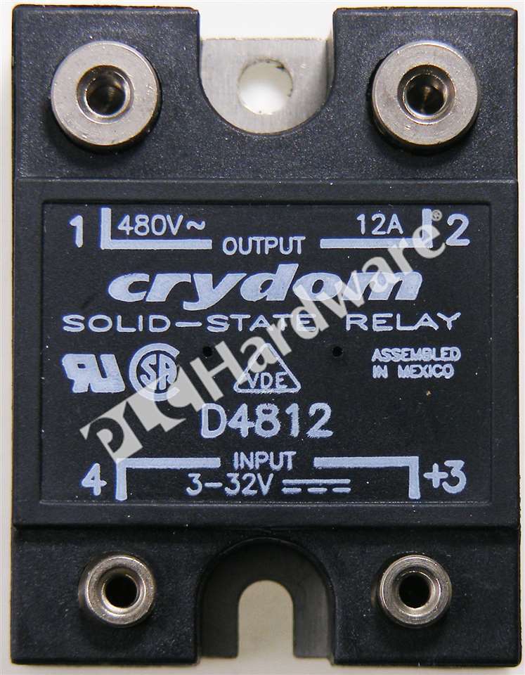 New Crydom D4812 Solid State Relay Control 3-32V DC Operating 80-530V AC 12A