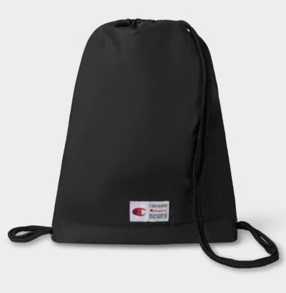 NEw w/ Tags Champion Method Carrysack Drawstring Backpack Black Bag