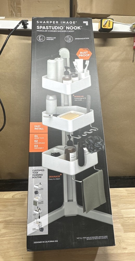 Sharper Image 3-Tier Adjustable Shower Caddy Corner