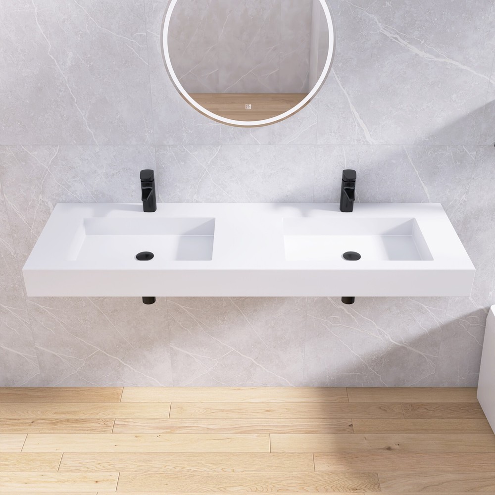 59'' Wall Mounted Bathroom Sink Solid Surface Bathroom Vessel Sink