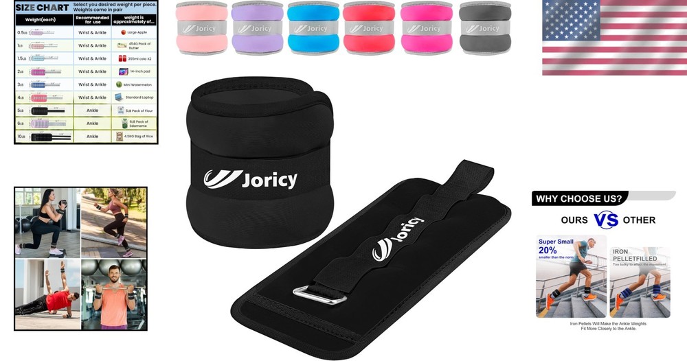 Adjustable Ankle Weights (6 LBS per Pair) for Effective Strength Training