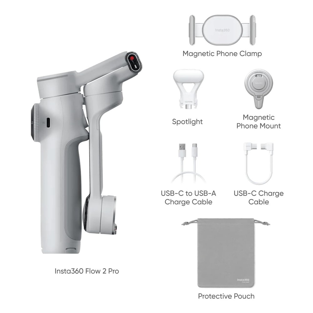 Flow 2 Pro 3-Axis AI-Powered Smartphone Gimbal Creator Bundle - Stone Gray