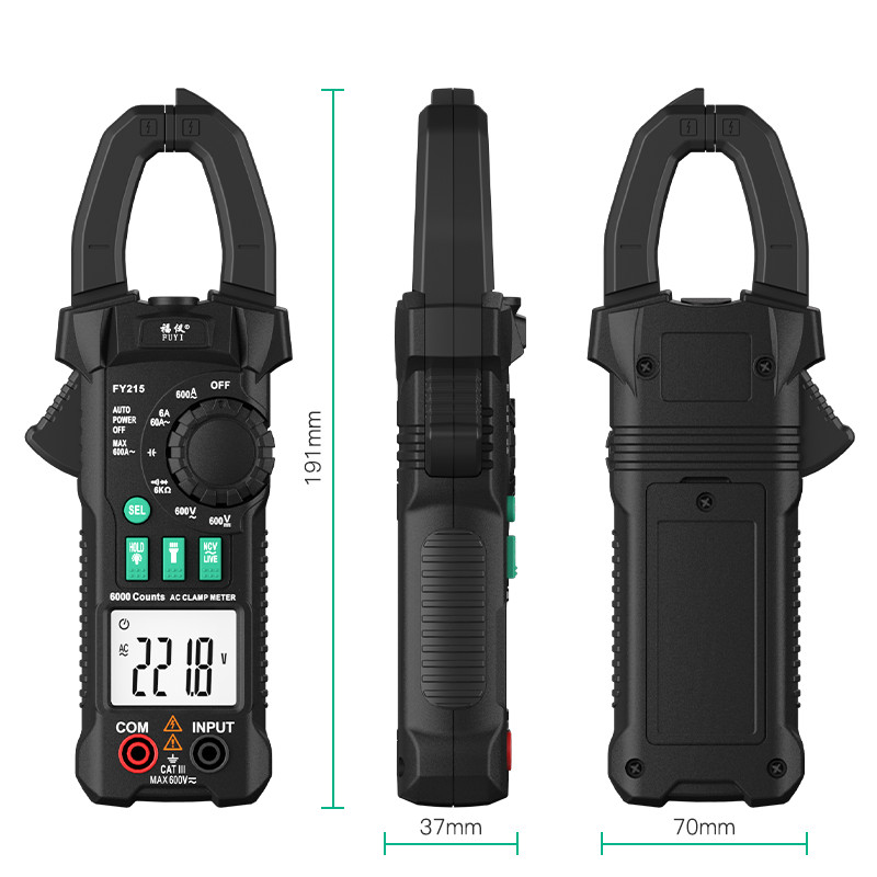 AC DC Digital Clamp Meter Multimeter Amperometric True RMS Capacitance Tester
